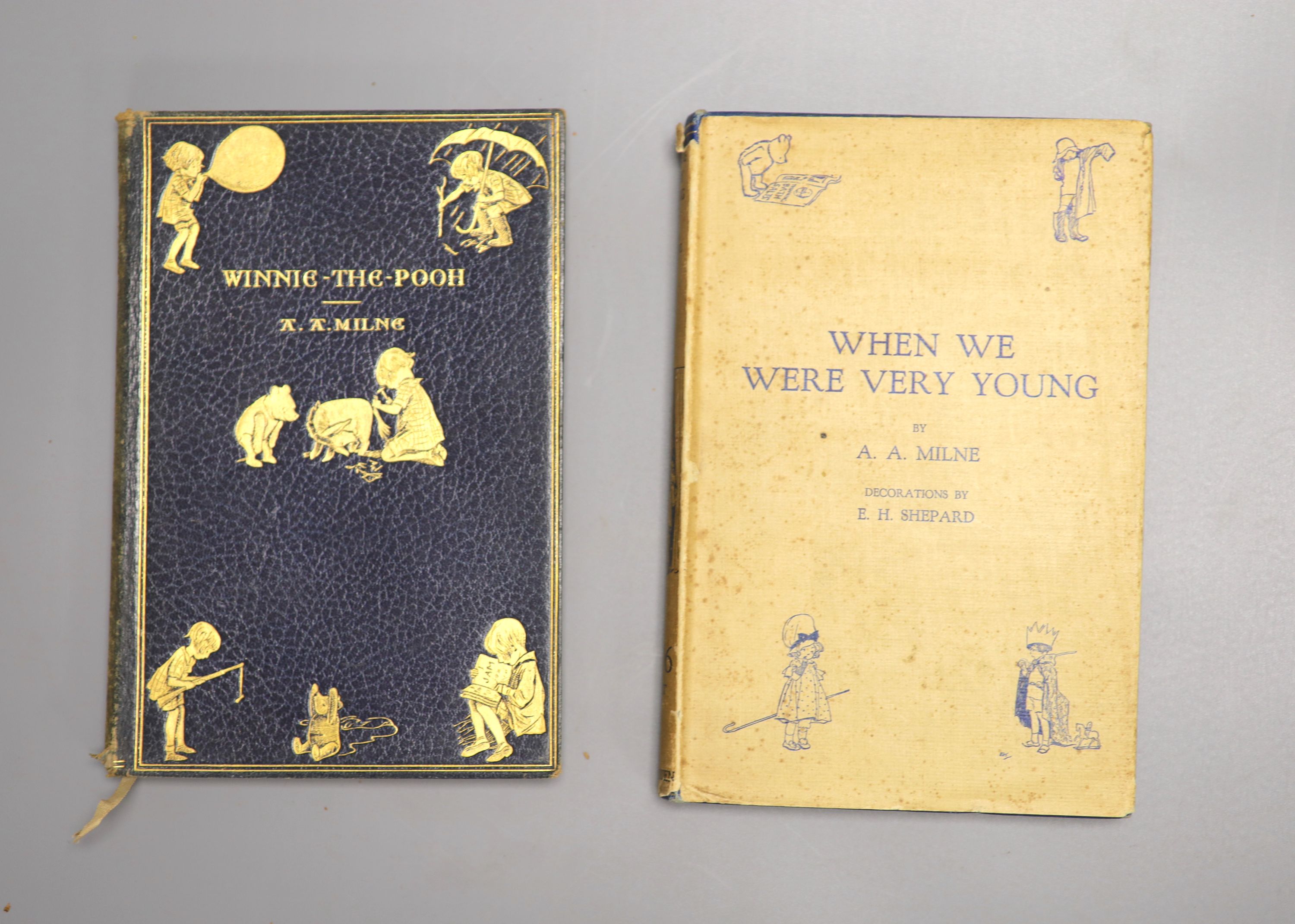 Milne, Alan Alexander - 7 works, all illustrated by Ernest H. Shepard - Now We Are Six, 1st edition, 8vo, original cloth gilt, front inner hinge split, London, 1928; Now We Are Six, 1st edition, 8vo, original cloth gilt,